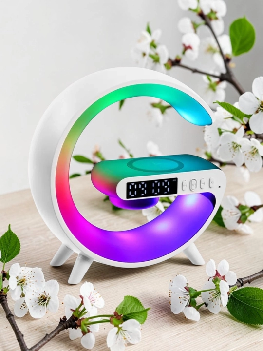 Умная колонка RGB, с будильником, светодиодный ночник, беспроводная зарядка для телефона