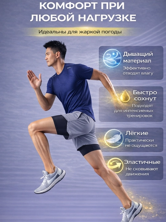 Fitnes, yugurish va MMA uchun mo'ljallangan erkaklar uchun 2 tasi 1 da shorti va taytlari
