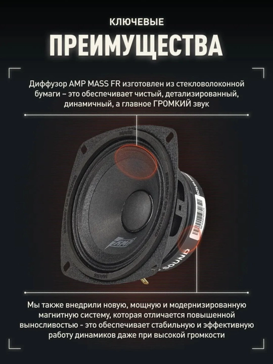 Динамики эстрадные 10 см AMP MASS FR40P40 2 штуки