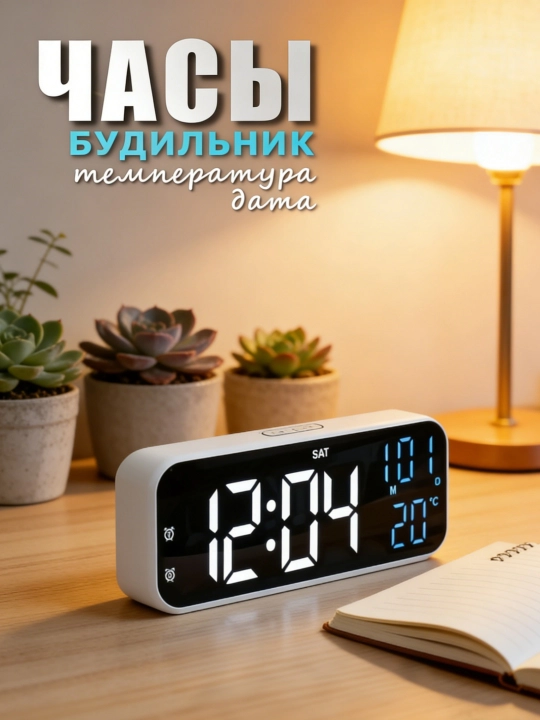 Современные, многофункциональные LED настольные часы 52/90