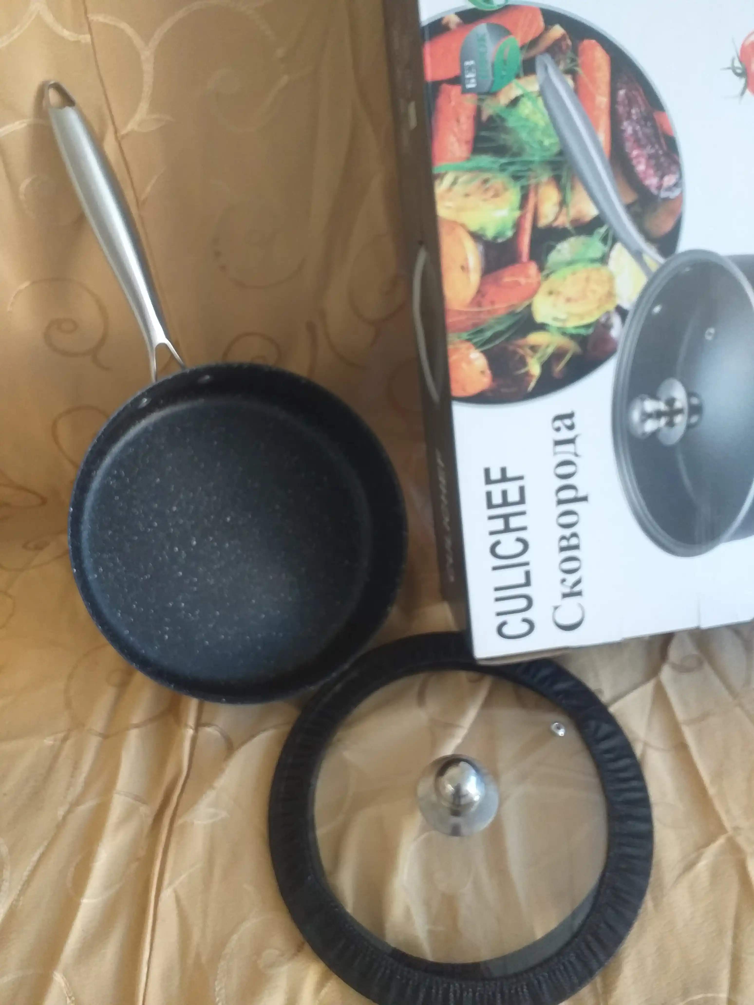 Granitli chuqur tova, CULICHEF dan kuyishga qarshi qoplamali va shisha qopqoqli
