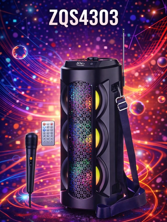 ZQS Katta simsiz Bluetooth kolonkasi, karaoke, RGB yoritgichli, mikrofon va pultli