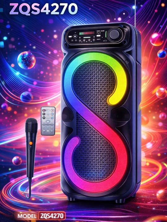 ZQS Katta simsiz Bluetooth kolonkasi, karaoke, RGB yoritgichli, mikrofon va pultli - 