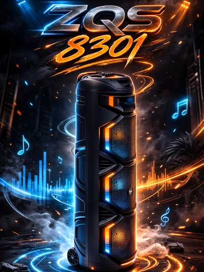 ZQS Katta simsiz Bluetooth kolonkasi, karaoke, RGB yoritgichli, mikrofon va pultli