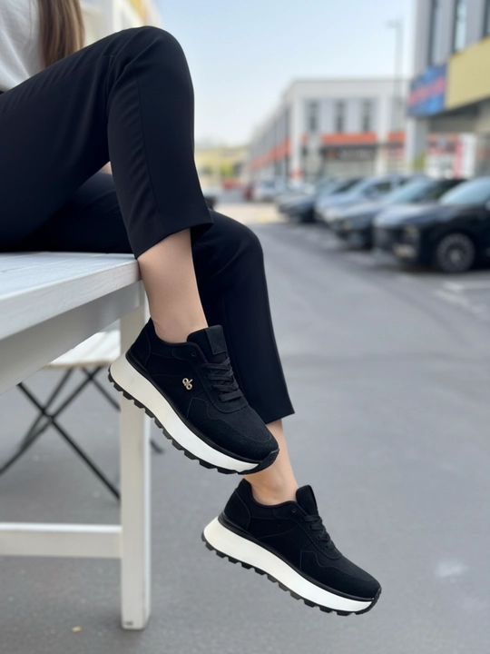 Кроссовки pg Logo Замша Chunky – Чёрные / Серые Street Dad Style Платформа