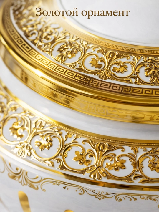 Набор фарфоровой посуды Golden Crown, 62 предмета, 12 персон, сервиз
