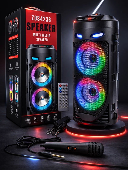 Mikrofonli ZQS4303 4239 Bluetooth kolonkasi, RGB yoritgich, kuchli bass - 