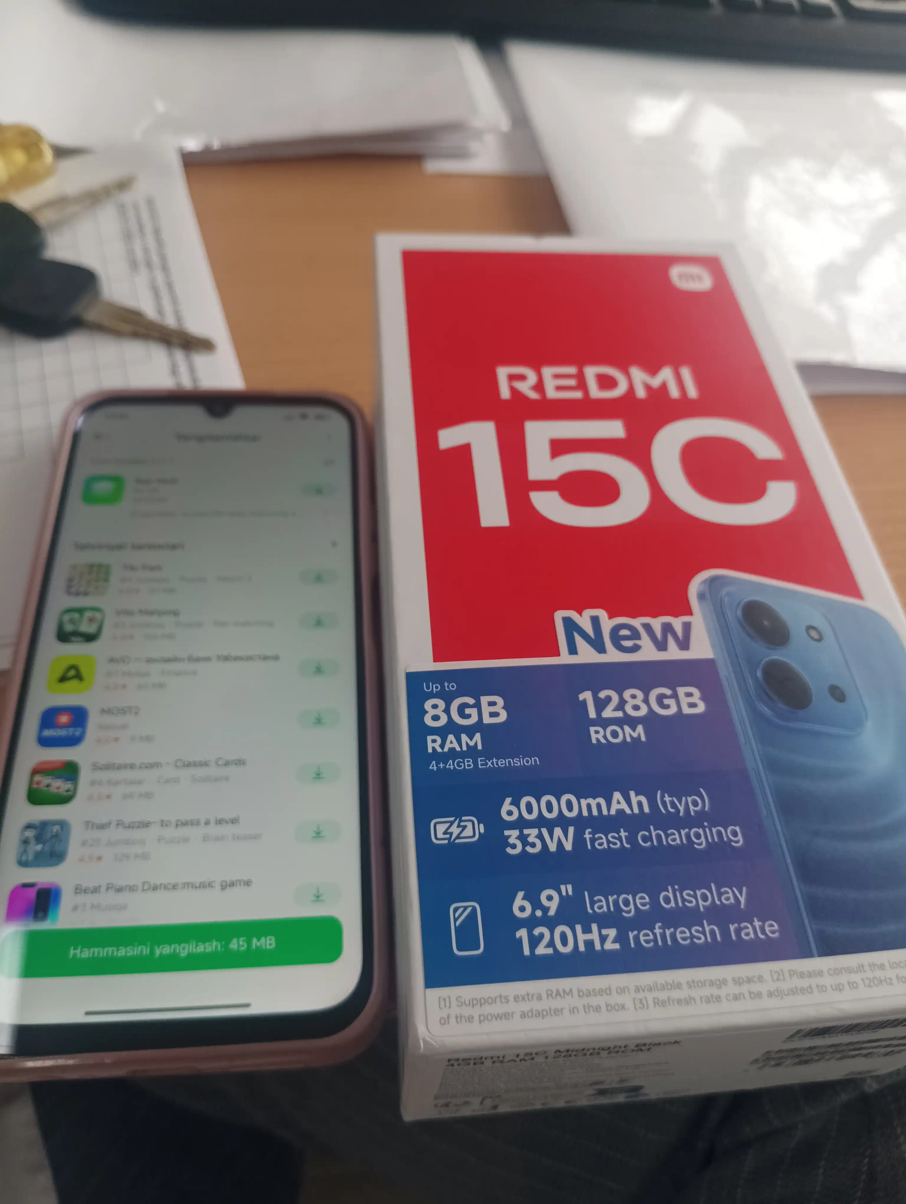 Smartfon Redmi 15C, 8/256 GB, 6.9" IPS 120 Hz, 50 MP, MediaTek Helio G81 Ultra, 6000 mA/s