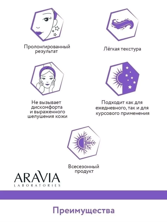 Крем для лица ARAVIA, от акне и морщин, матирующий, с AHA-кислотами и ретинолом, 50 мл