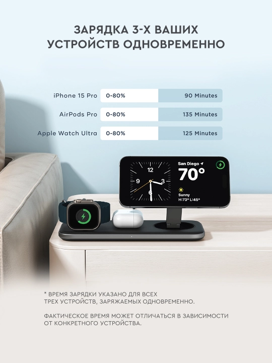 Satechi Qi2 Trio 3 in 1 simsiz zaryadlash stansiyasi, 15W, magnitli zaryadka