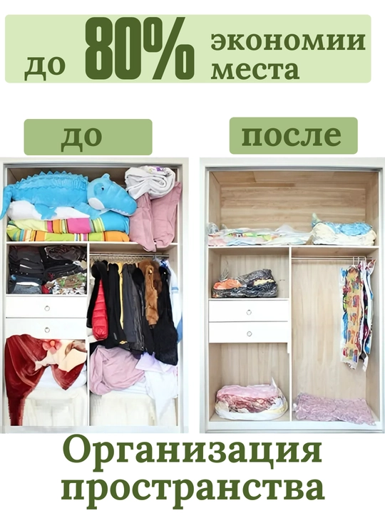 Вакуумные пакеты для одежды и хранения вещей, Компрессионные пакеты и мешки, многоразовые