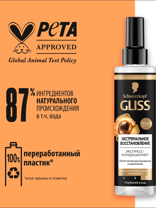 Gliss Ultimate Repair, спрей-кондиционер, интенсивный, питательный, восстанавливающий, 200 мл - 