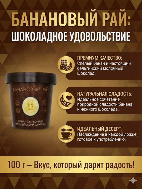 Desert "Bananli Jannat": Belgiyacha shokoladdagi banan, 100 g