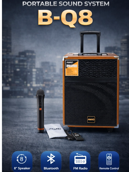 Портативная колонка BQ8 с Bluetooth, FM радио, микрофоном и пультом - 