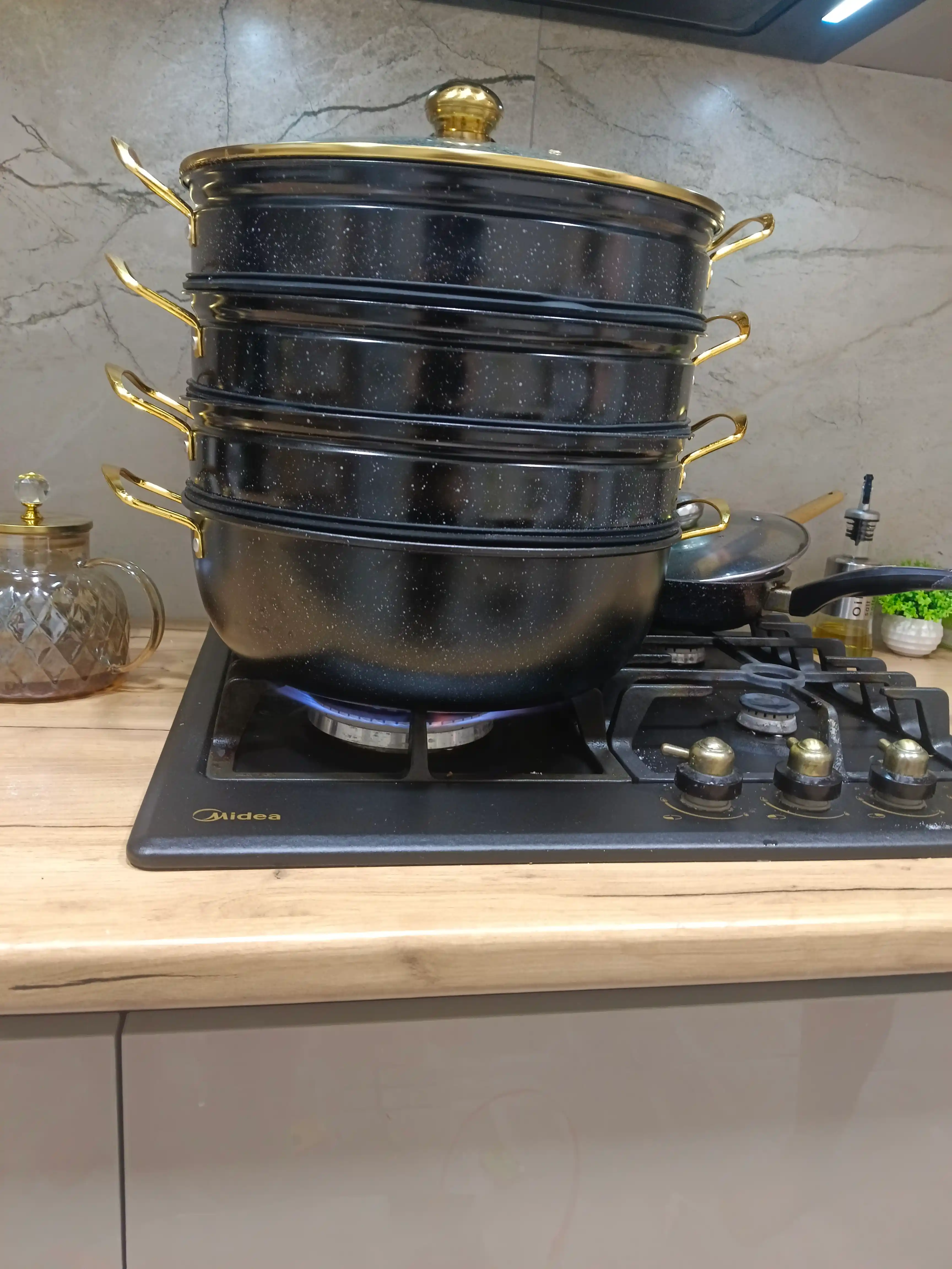 GOLD Bohemia manti qasqon, 4 qavat, granit,\ montiqozon