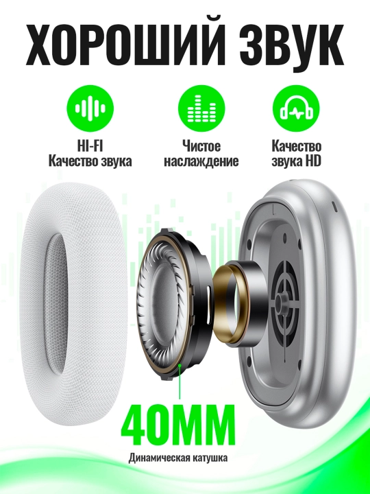 Hoco W55 Plus Happiness simsiz quloqchinlari, ANC, BT 5.4, 90 soatgacha, batareya quvvati 800 mAh