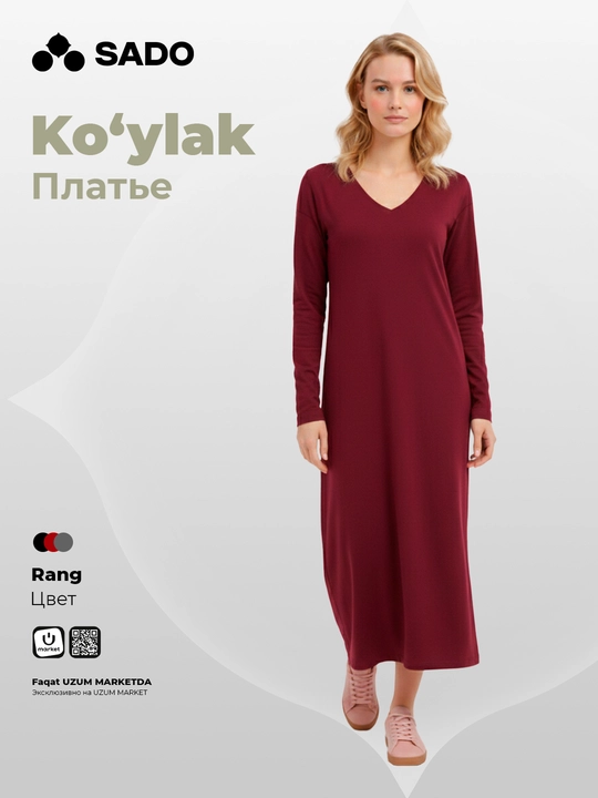 Ayollar uchun uzun yengli trikotaj ko'ylak SADO - 