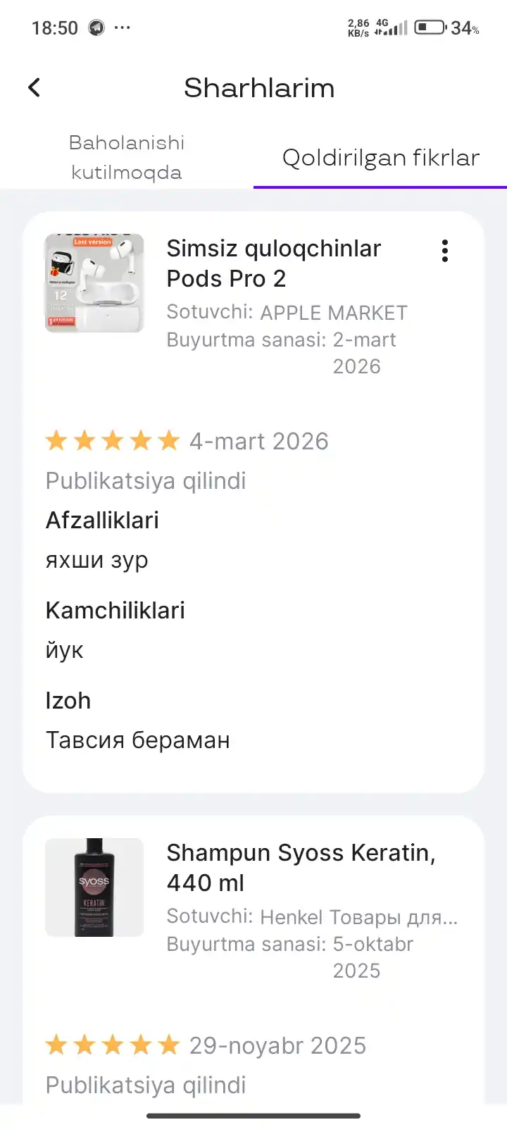 Simsiz quloqchinlar Pods Pro 2