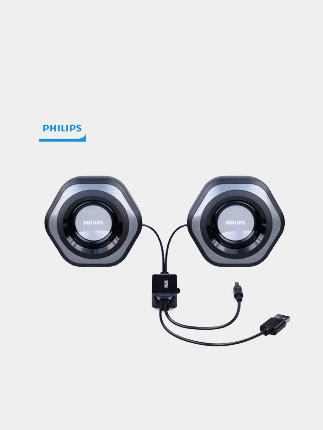 Kompyuter dinamiklari PHILIPS SPA2308 USB 6W mini raz'em 3,5 qora-kulrang - 