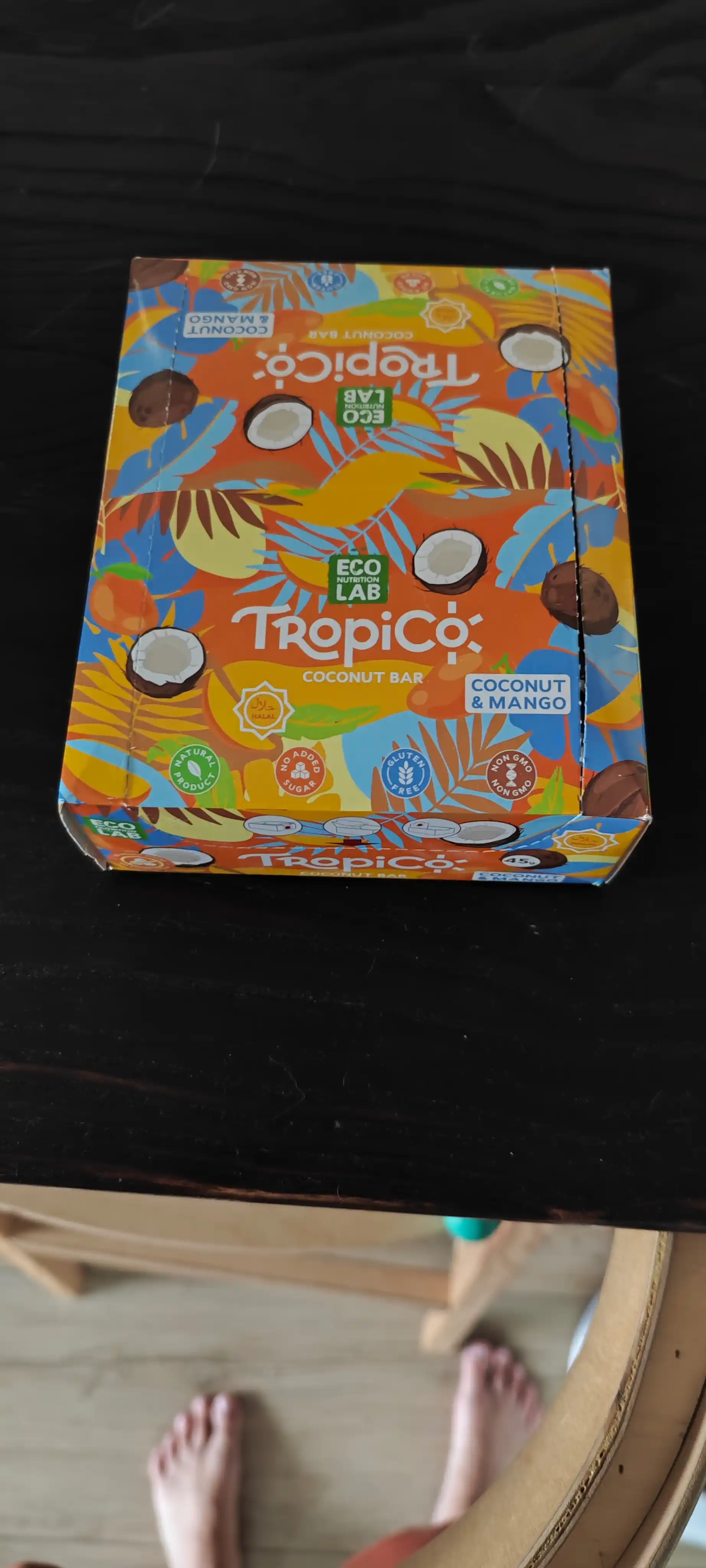 Кокосовый батончик TropiCo в шоколадной глазури, без сахара, 12 шт, 45 г