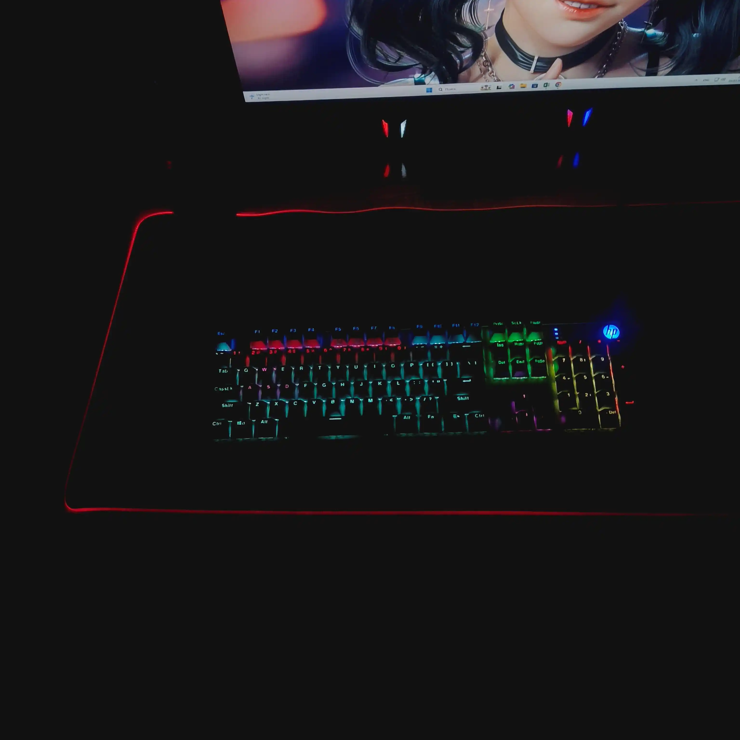 Sichqoncha uchun gilamcha led yoritgichli, 90 * 40-0.4 sm