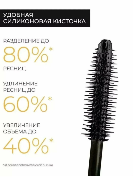 Тушь для ресниц с эффектом объёма и удлинения Manifest, черный