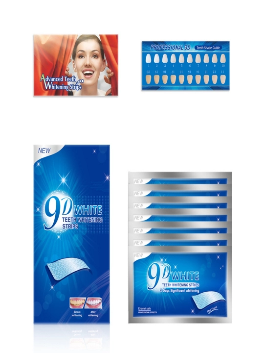 Отбеливающие полоски для зубов 9D White, 7 шт