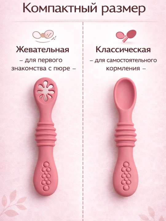 Силиконовые ложки для первого прикорма обучающие,набор из 2 штук
