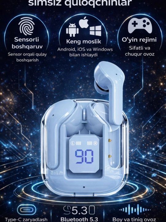 Беспроводные Bluetooth наушники, Ultrapods Max, с дисплеем и хорошим микрофоном - 