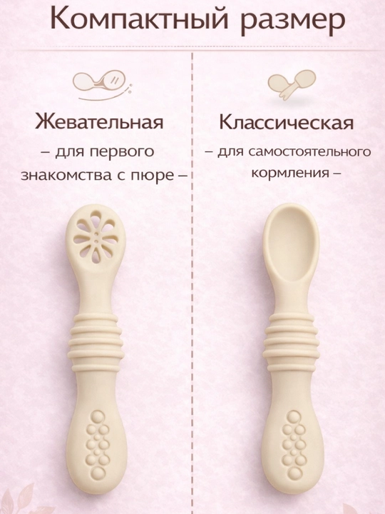 Силиконовые ложки для первого прикорма обучающие,набор из 2 штук