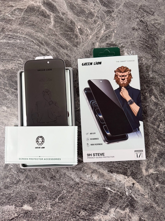 IPhone 17 Pro, 17 Pro Max va Air uchun Green Lion 9H Steve tonirovkali himoya oynasi