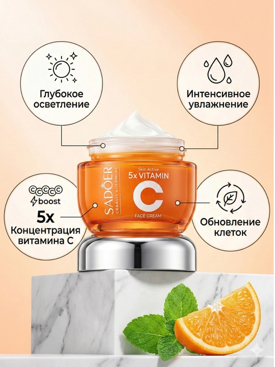 SADOER Vitamin C yuz parvarishi uchun sovg‘abop kosmetika to‘plami, 6 ta mahsulot