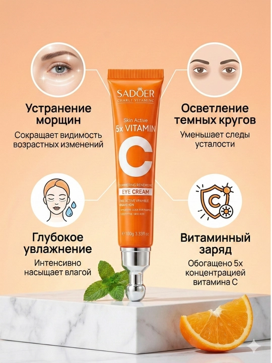 SADOER Vitamin C yuz parvarishi uchun sovg‘abop kosmetika to‘plami, 6 ta mahsulot