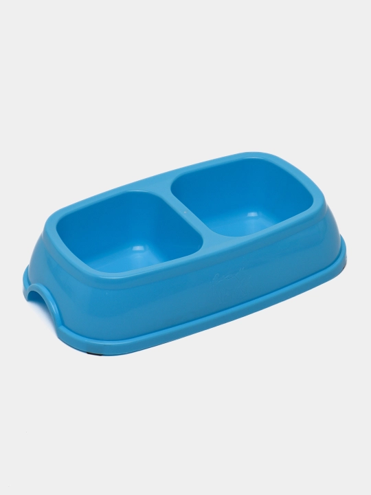 Mushuk va itlar uchun katta ikkitalik ovqat idishi, miska, 27 x 16.5 x 6.5 sm