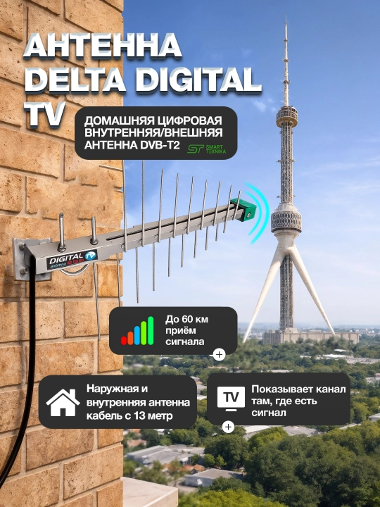 Антенна для телевизора домашний ТВ, FULL HD, HDTV, DVBT2, UHF, TURBO