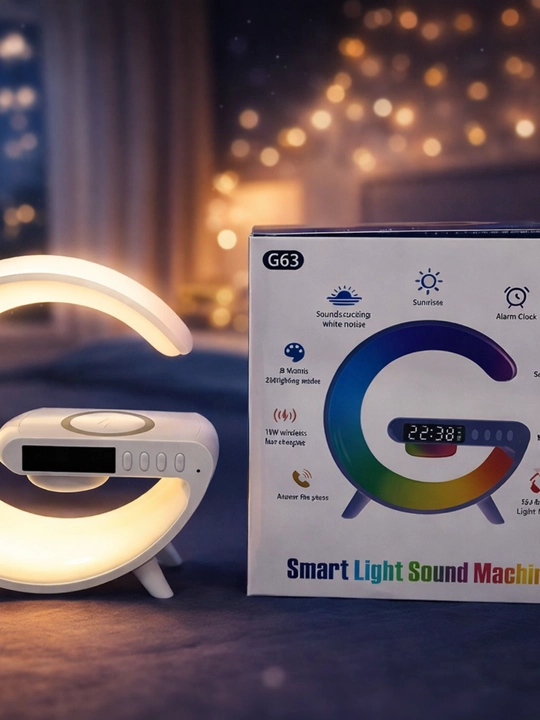 Умная RGB LED лампа 3-в-1 – Bluetooth колонка, беспроводная зарядка, настольная лампа