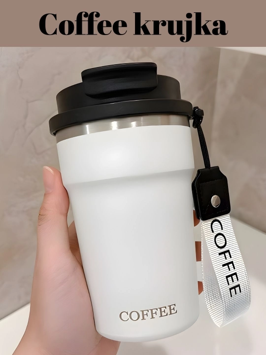 Termokrujka kofe, choy uchun o‘qishda sayohatda va sovg‘a uchun zanglamas po‘latdan, 400 ml - 
