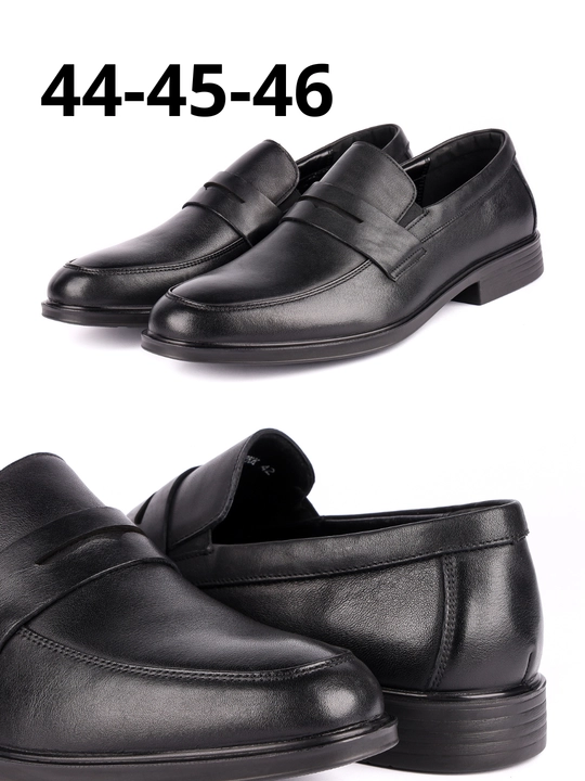 Туфли большой Faara Shoes мужские, эко кожаные, черные, размер 44-46