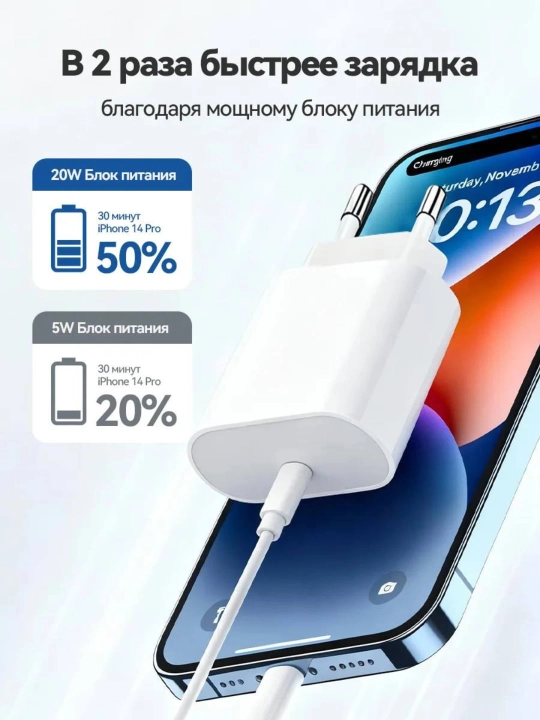 20W tez zaryad iPhone uchun — Type-C to Lightning kabel to'plami - 