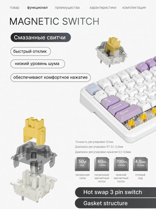 AJAZZ AK820 Max HE RGB проводная механическая клавиатура, магнит свитч, игровая для ПК