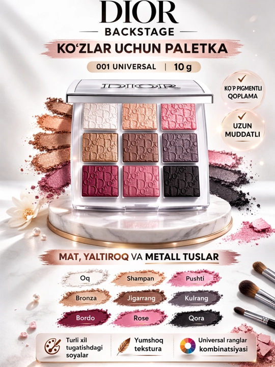 Dior Backstage ko‘zlar uchun paletka 001 Universal, 10 g - 