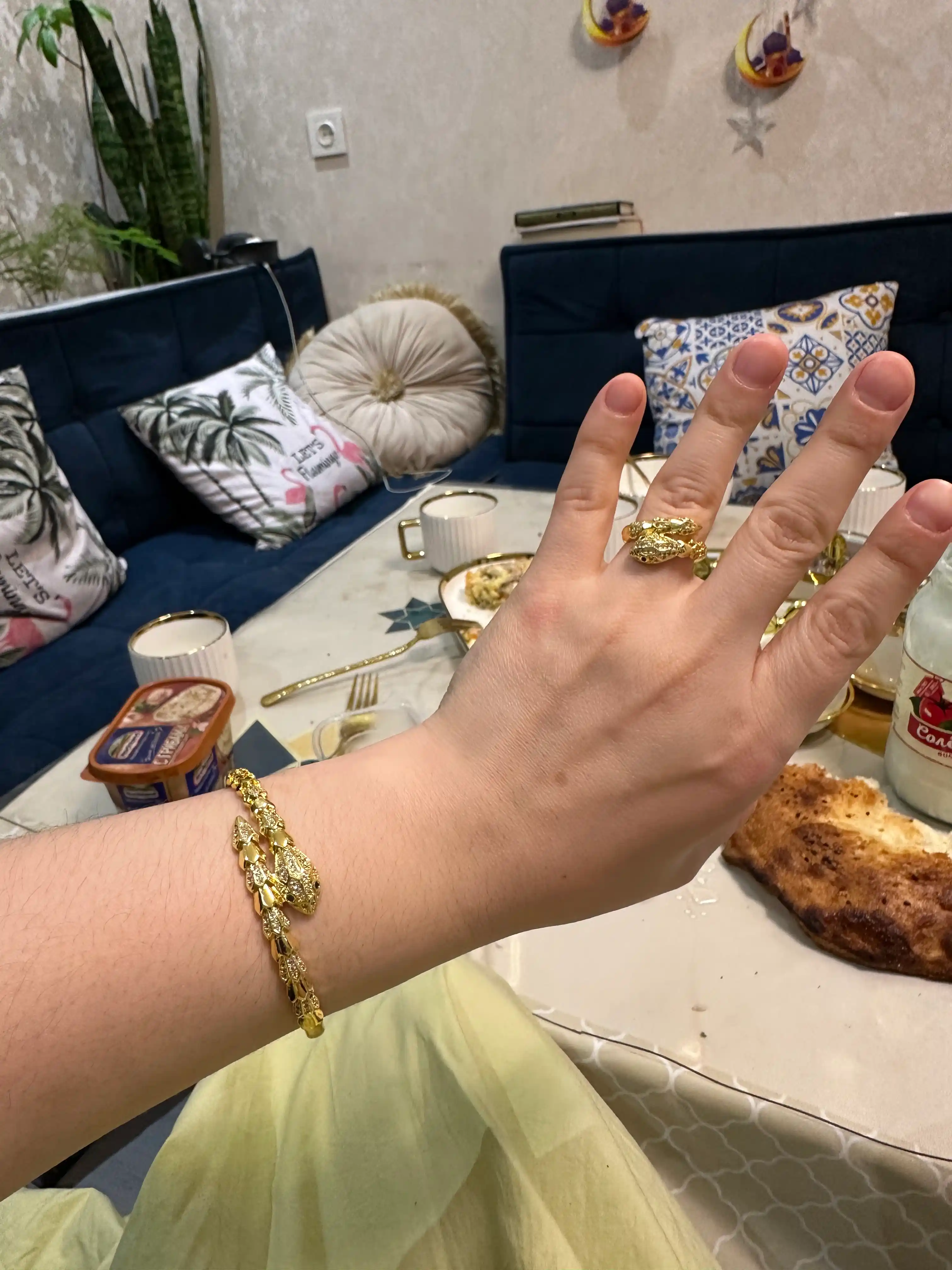 Набор бижутерии в стиле Bvlgari: браслет и кольцо в форме змеи