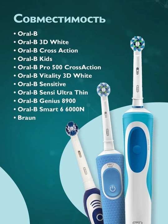 Заменяемая насадка, совместимая с электрическими зубными щетками Oral-B