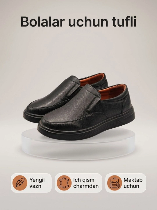 Bolalar klassik slipon tuflilari, maktab uchun - 