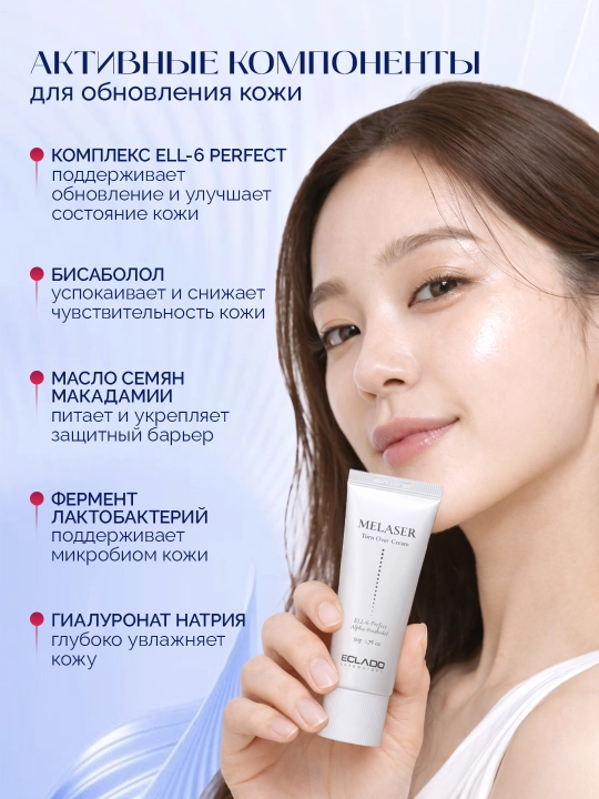 Melaser Turn Over Cream, 50 г — обновляющий крем для лица, от пигментации и тусклости