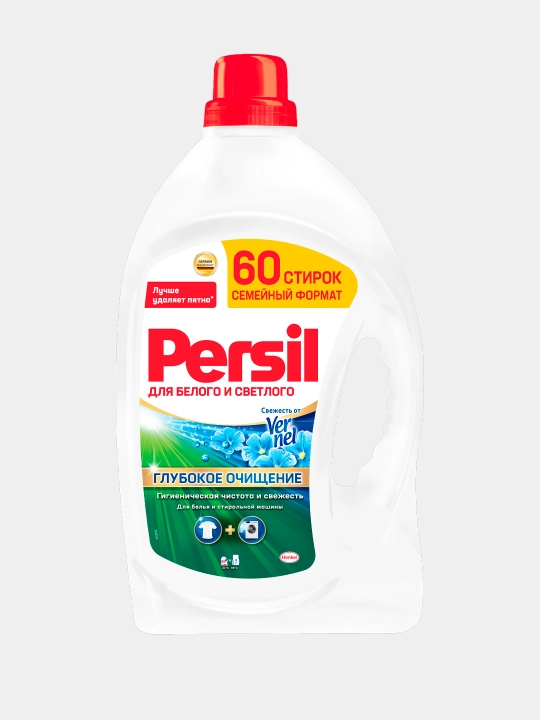 Vernel dan ishlab chiqarilgan oq va och rangli matolar uchun Persil Freshness kir yuvish geli, 3.9 l, 60 marta yuvish