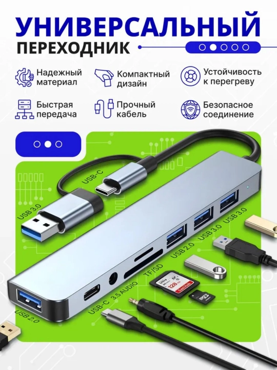 MacBook uchun Type-C Hub HDMI Adapter, smartfon uchun USB Hub USB 3.0