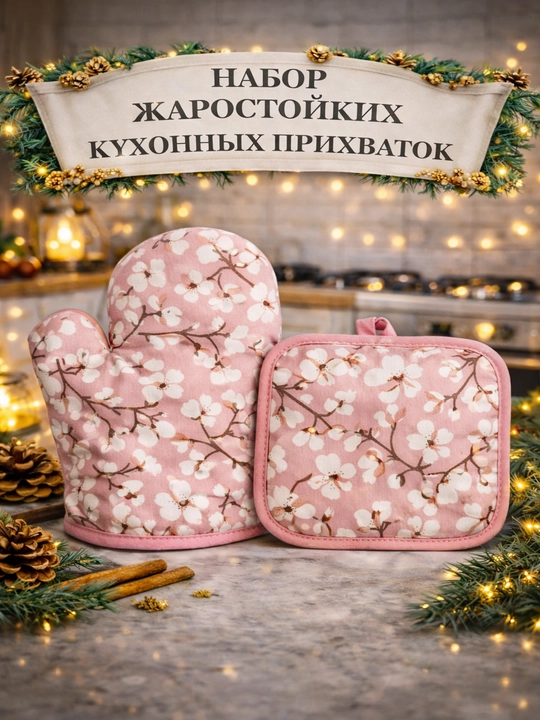 Issiqqa chidamli oshxona tutqichlari to‘plami, qo‘lqop va kvadrat tutqich - 