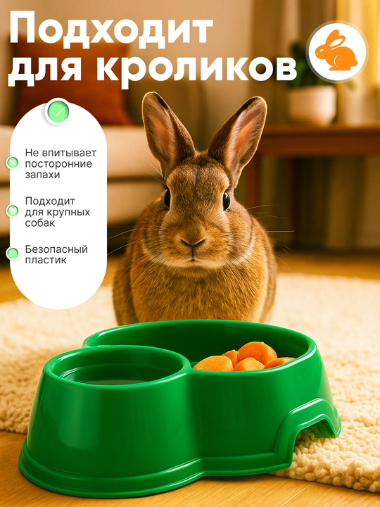 Двойная миска для кошек и собак, 25 x 19.5 x 6.5 см