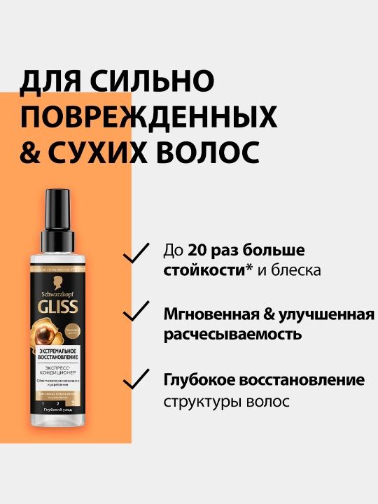 Gliss Ultimate Repair, спрей-кондиционер, интенсивный, питательный, восстанавливающий, 200 мл